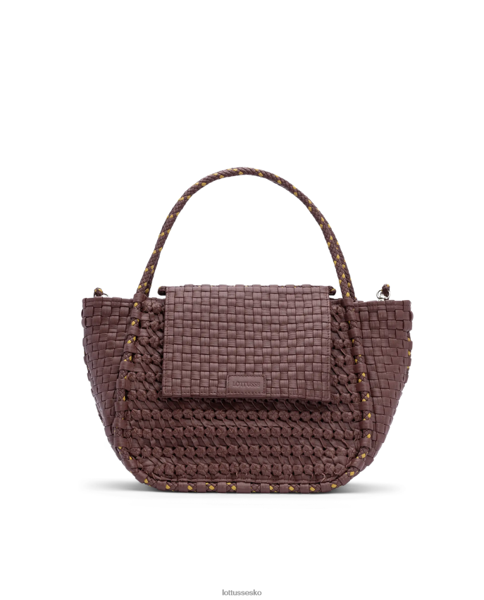 noodbag flettet vasket lam top håndtag taske Brun tilbehør Lottusse kollektion BT626B423