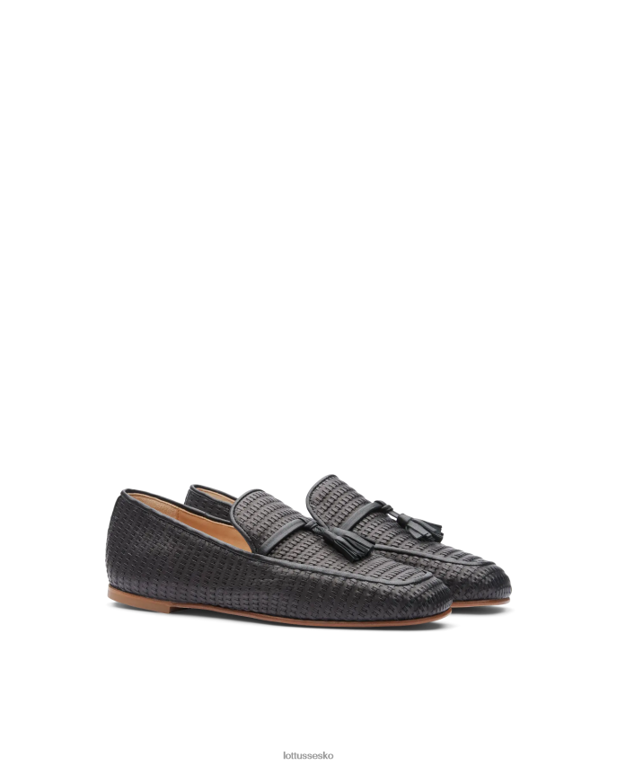 goya loafers i vævet kalveskind sort fodtøj Lottusse Kvinder BT626B275