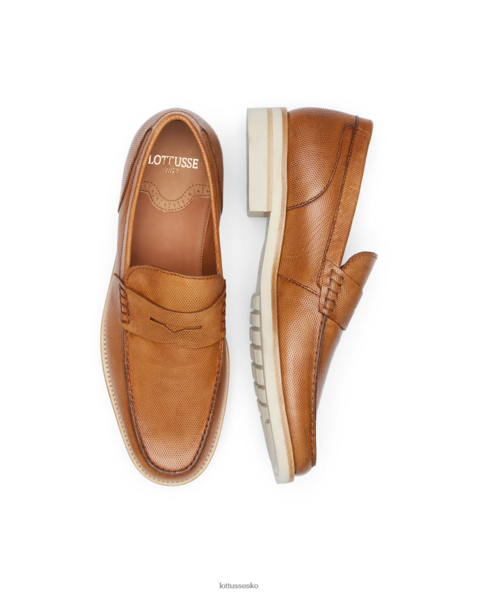 venedig børste af prægede kalve loafers Brun fodtøj Lottusse Mænd BT626B82