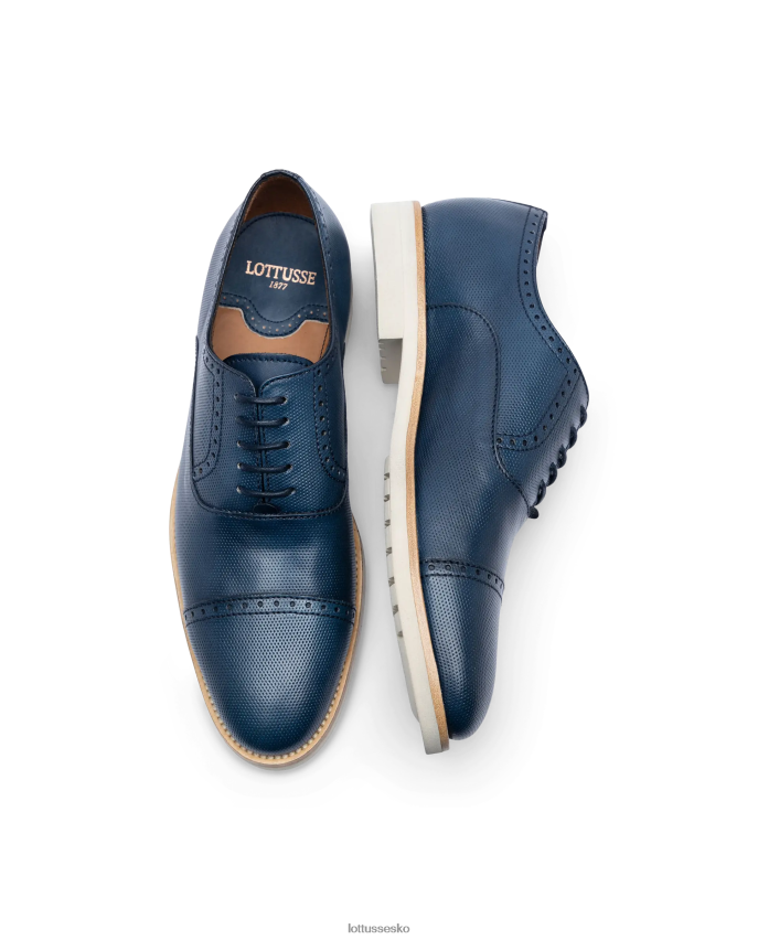 venedig børste af embossy kalv oxford marineblå fodtøj Lottusse Mænd BT626B80
